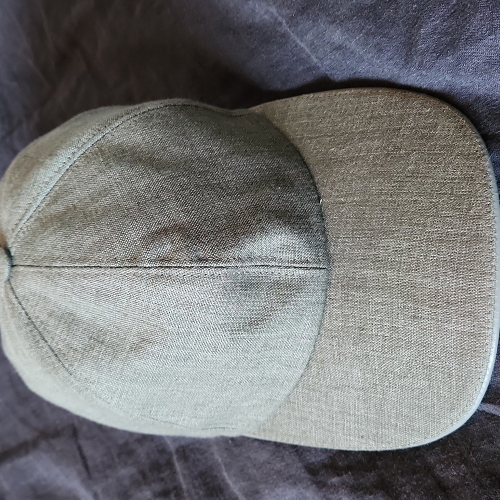 Eton Linen Green Baseball Cap with Leather Trim - Small